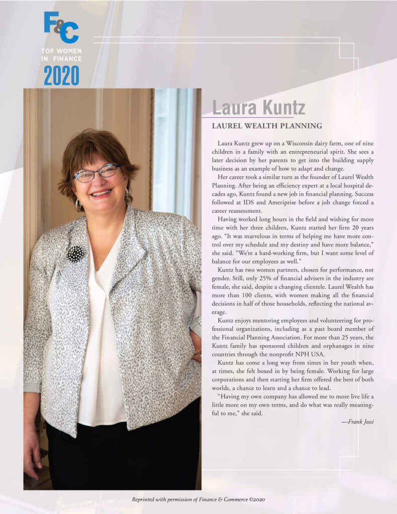 2020 Top Women in Finance: Laura Kuntz magazine page